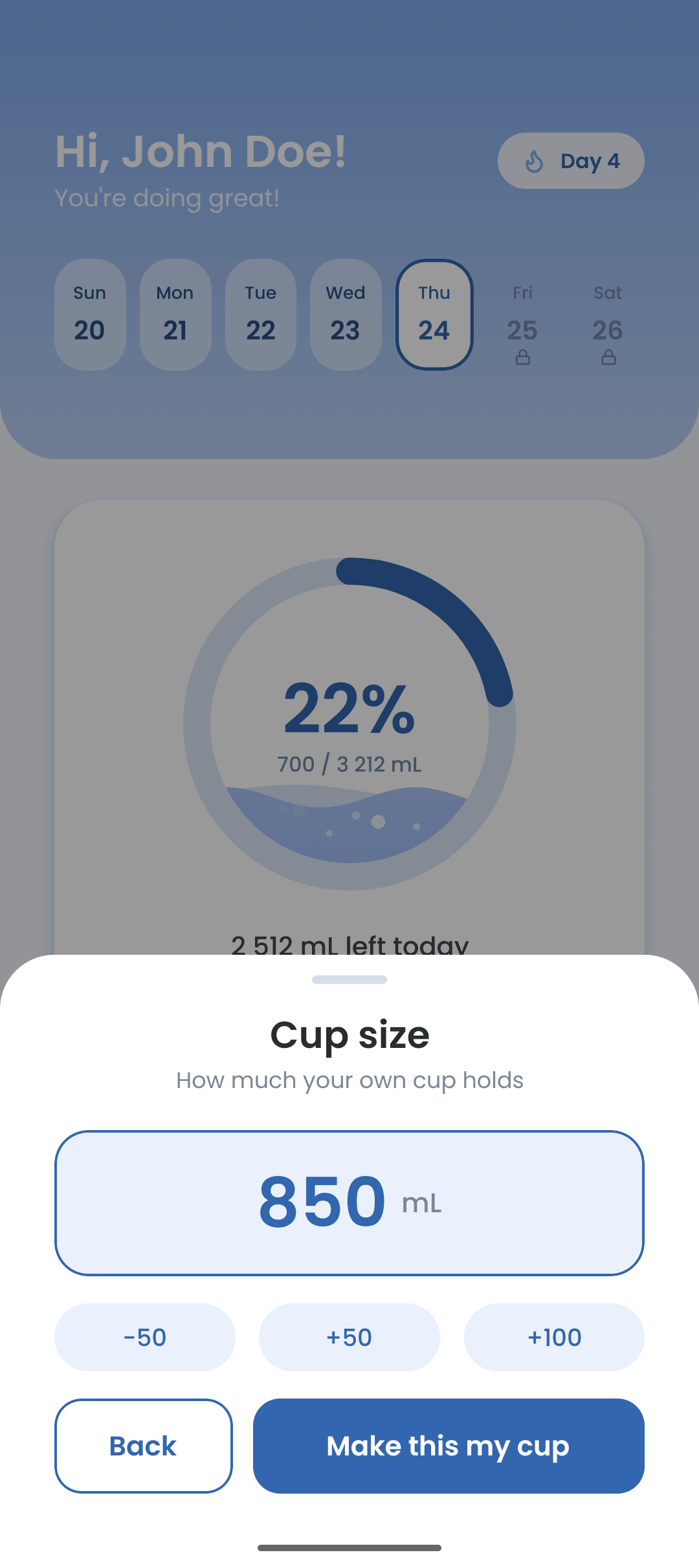 DrinkUp: Cup size